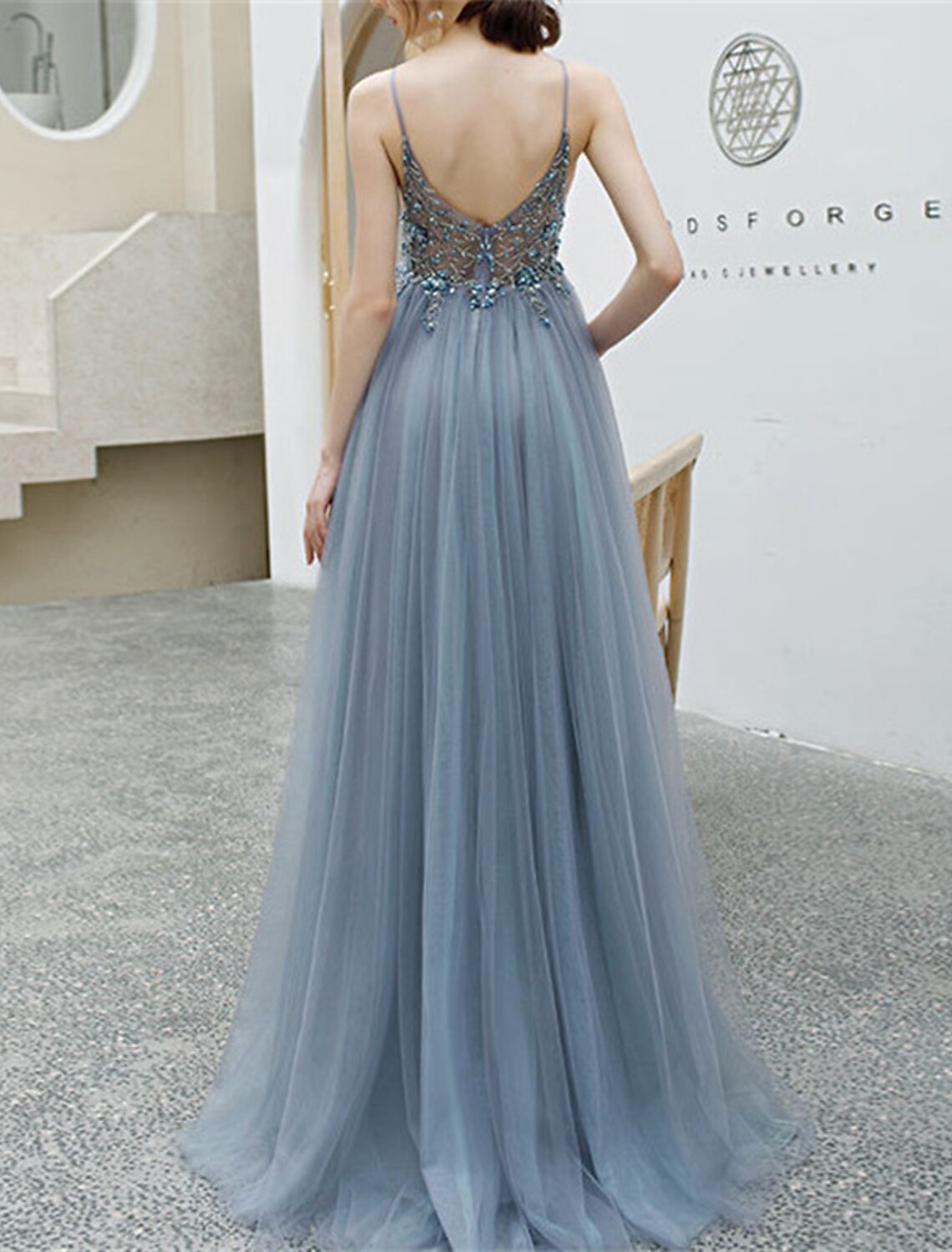 A-Line Quinceanera Dresses Luxurious Dress Prom Sweet 16 Floor Length Sleeveless Spaghetti Strap Polyester with Crystals Slit