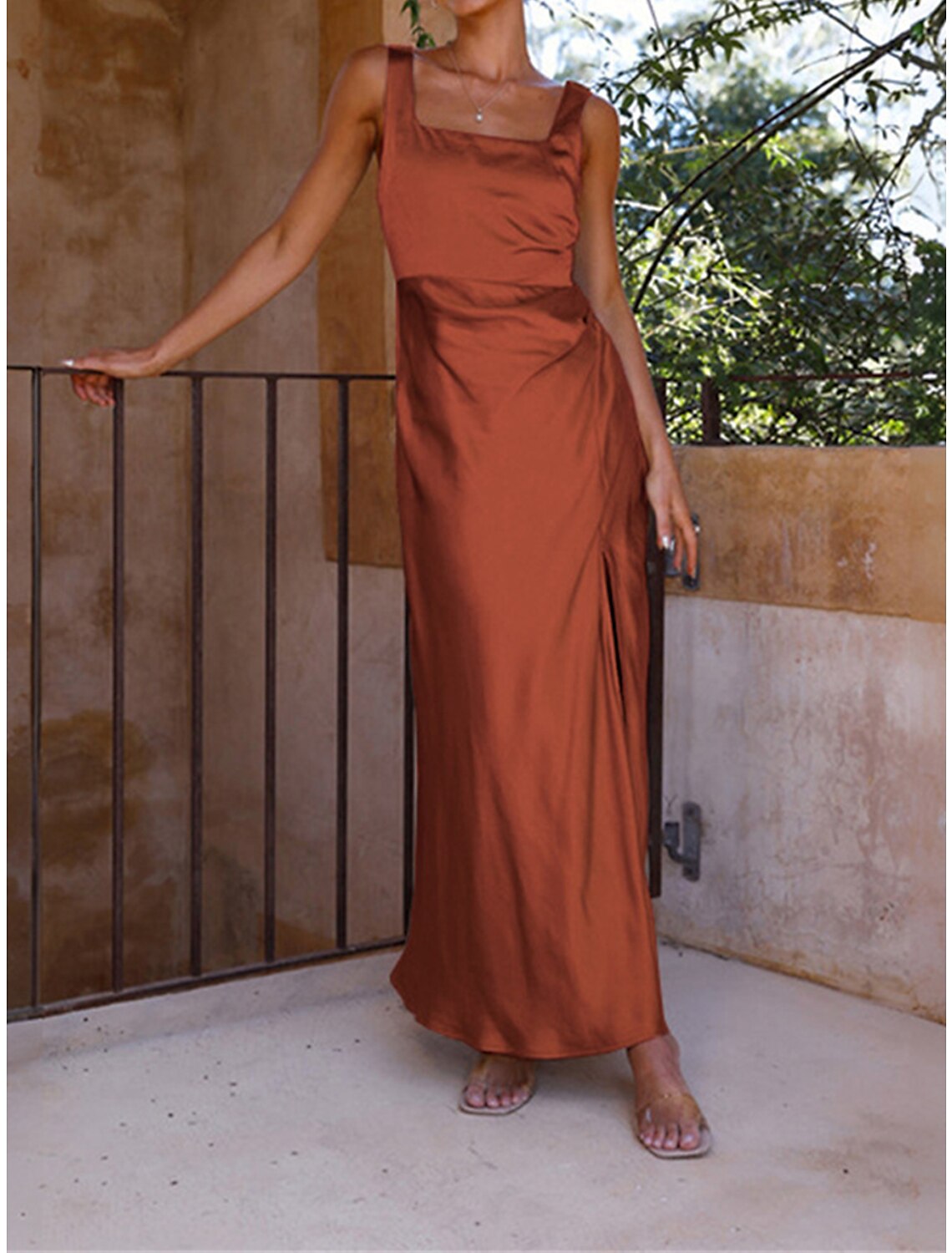 Women's Prom Dress Party Dress Wedding Guest Dress Long Dress Maxi Dress Black Blue Fuchsia Sleeveless Plain Ruched Summer Spring Fall Square Neck Elegant Wedding Guest Birthday Evening Party