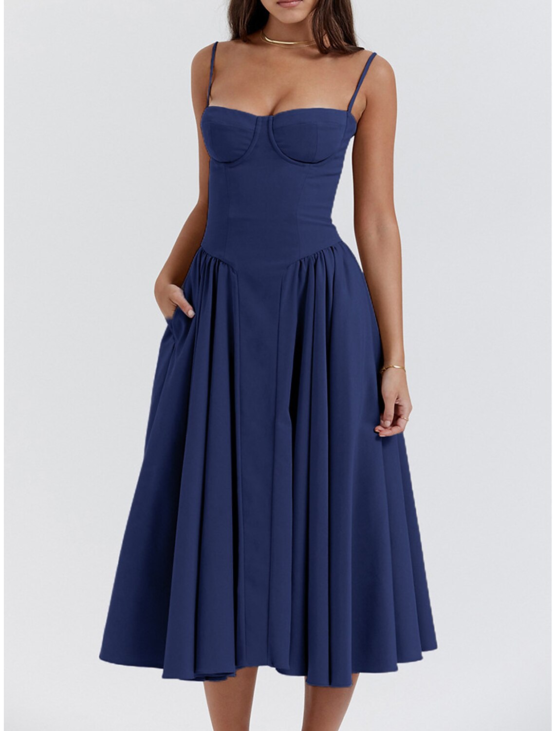 Women's Party Dress Cocktail Dress Wedding Guest Dress Midi Dress Black Yellow Light Green Sleeveless Plain Ruched Summer Spring Fall Spaghetti Strap Elegant Wedding Guest Vacation Spring Dress