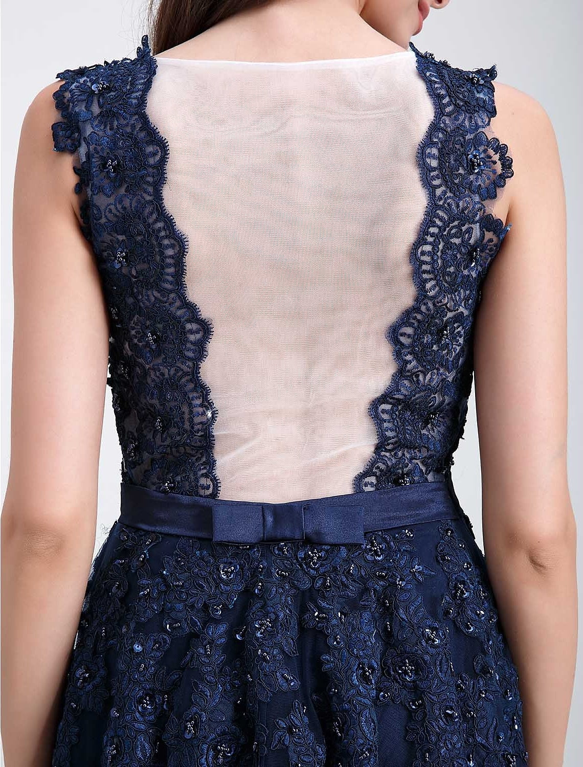 A-Line Dress Prom Formal Evening Floor Length Sleeveless V Neck Tulle with Appliques