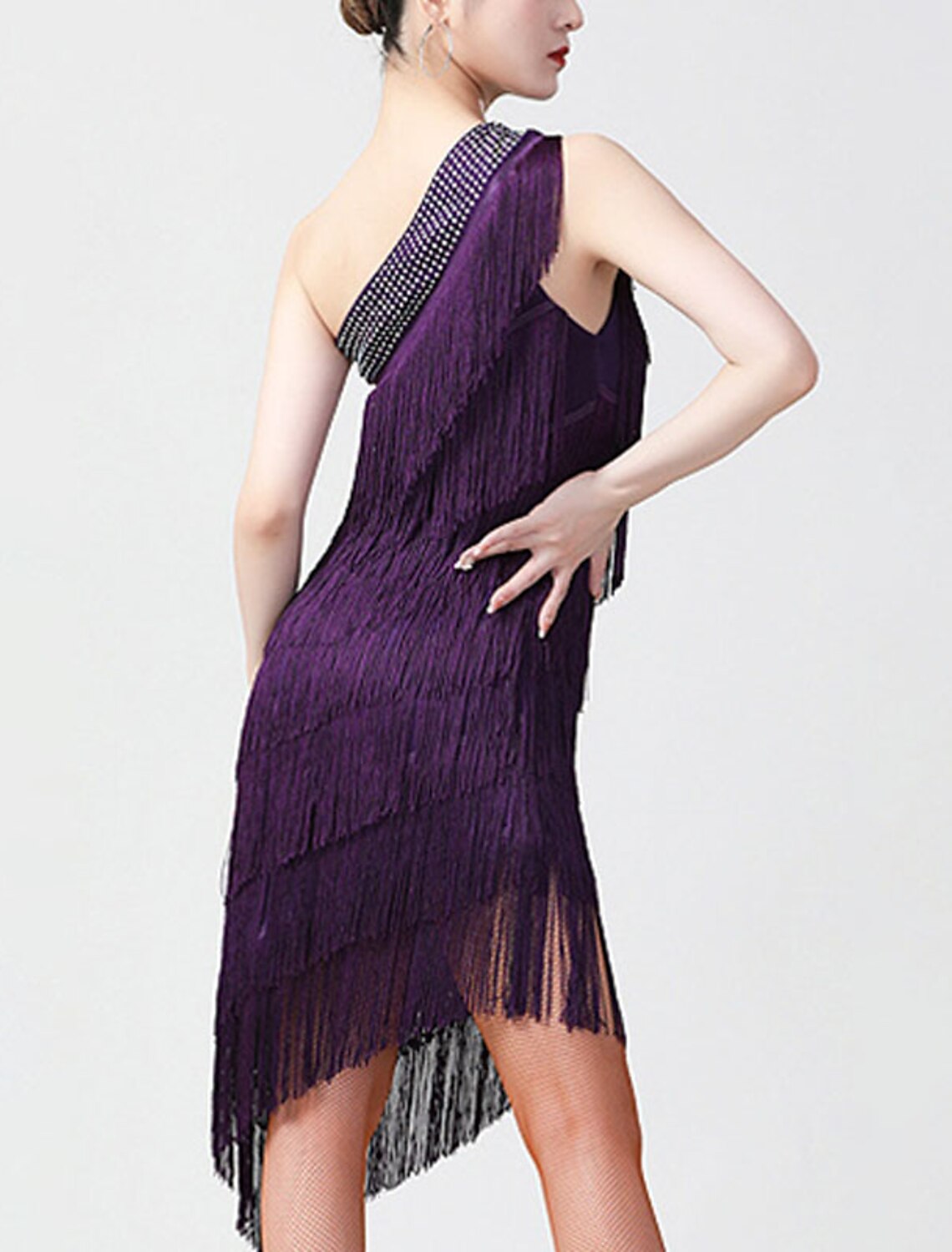 Women's Black Sequin Dress Fringe Dress Party Dress Sparkly Dress Cocktail Dress Midi Dress Black White Light Red Sleeveless Tassel Spring Fall One Shoulder Fashion Evening Wedding