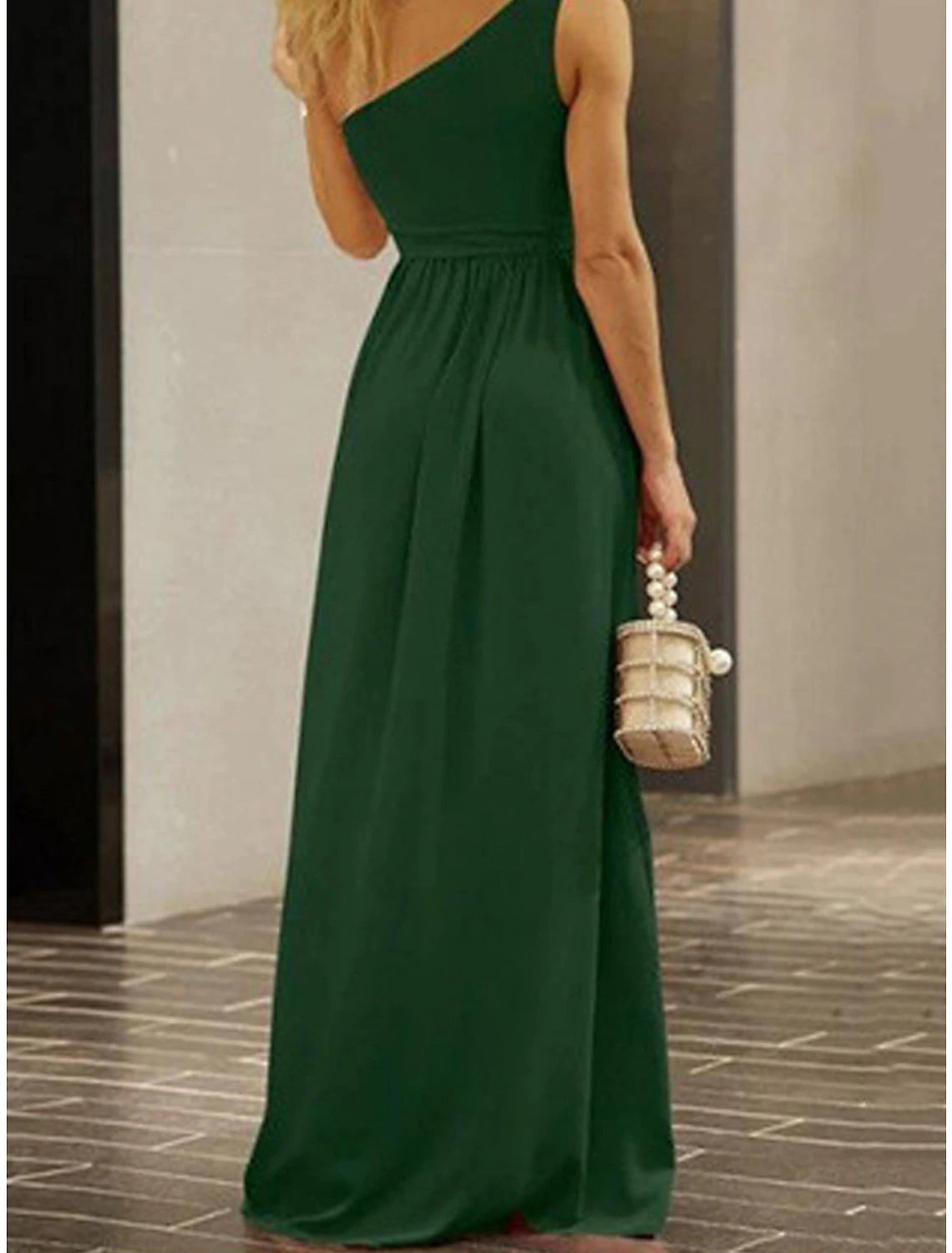Women‘s Party Dress Wedding Guest Dress Sheath Dress Swing Dress Mini Dress Red Green Sleeveless Pure Color Backless Winter Fall Spring One Shoulder Fashion Party Evening Party
