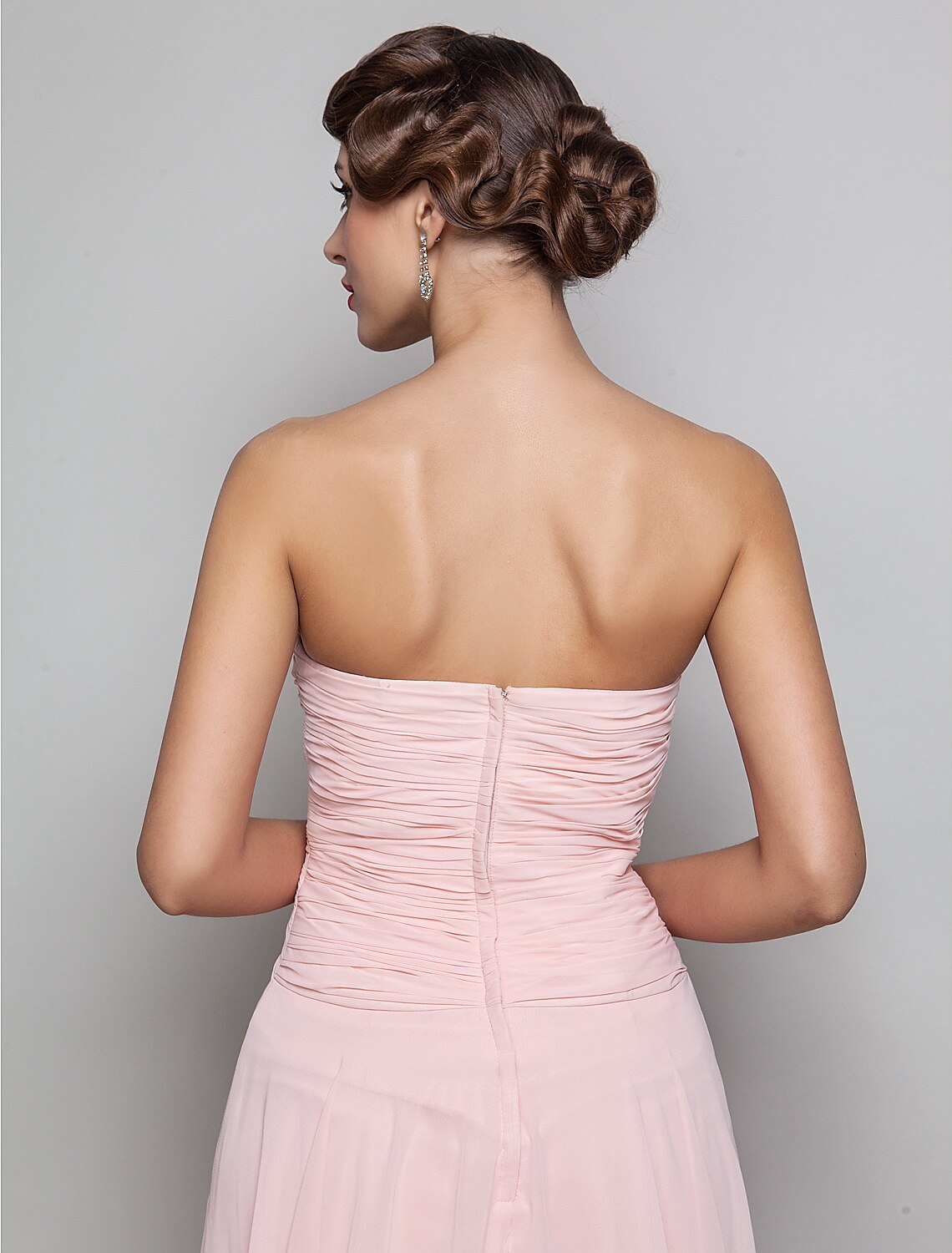 Sheath / Column Sweetheart Neckline Floor Length Chiffon Dress with Beading / Split Front / Ruched