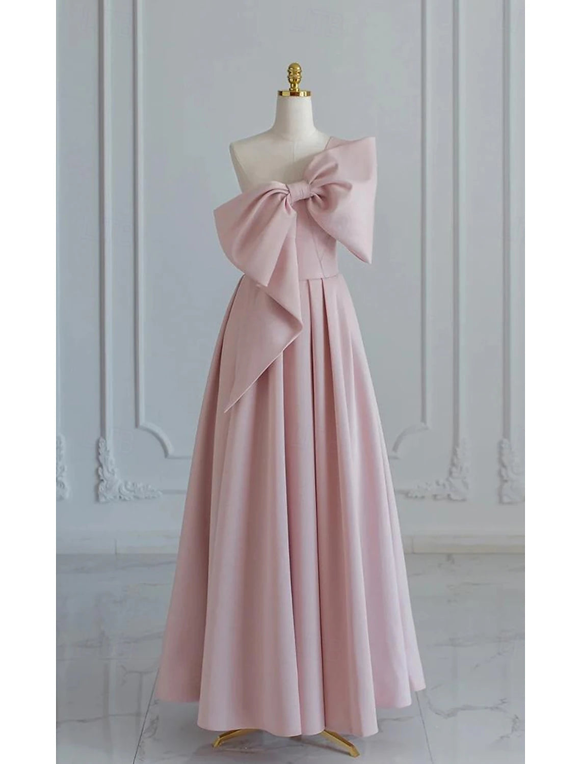 Buyishang Wedding Dresses A-Line One Shoulder Sleeveless Floor Length Taffeta Bridal Gowns With Bow(s)