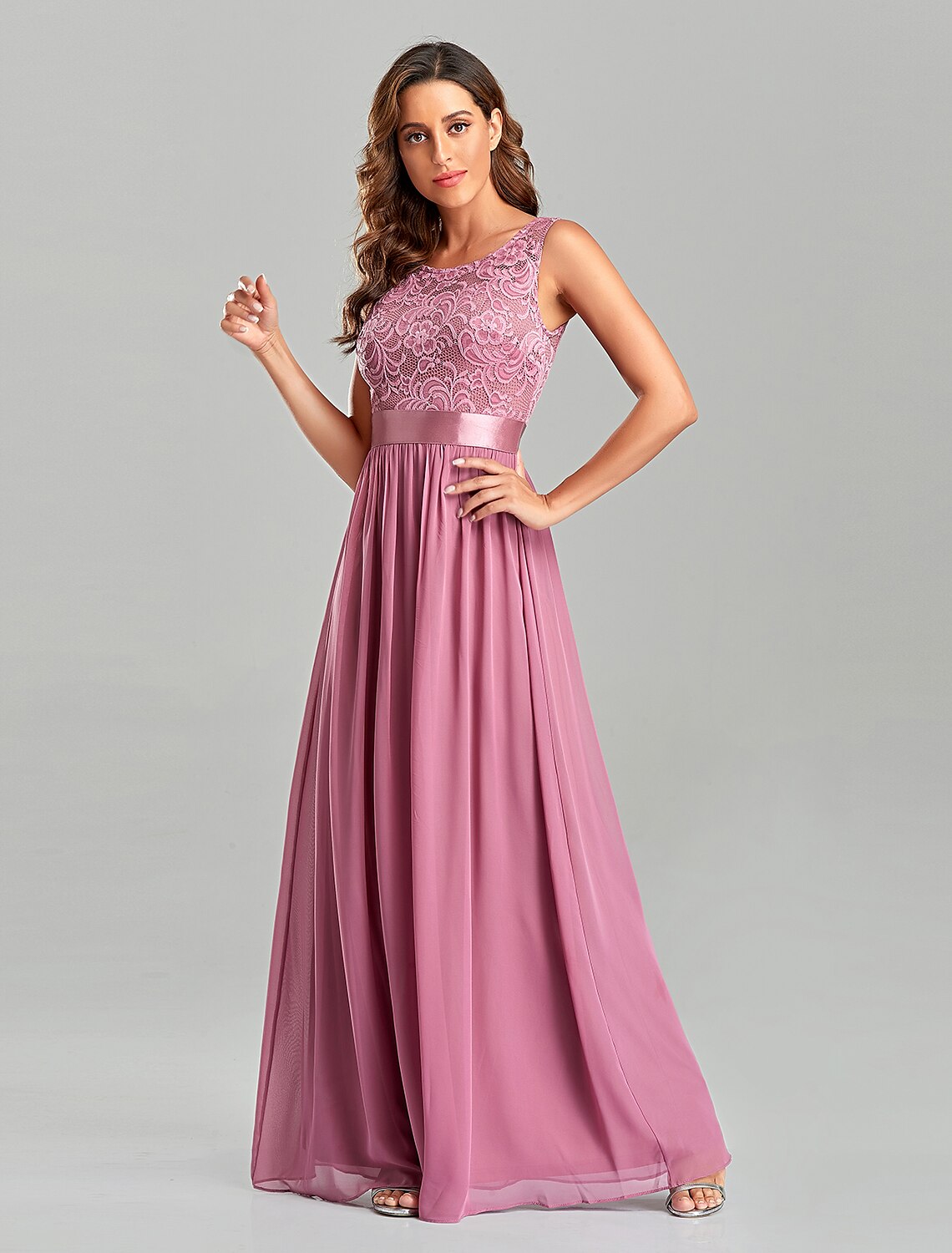 A-Line Evening Gown Empire Dress Party Wear Wedding Guest Floor Length Short Sleeve Jewel Neck Chiffon with Embroidery