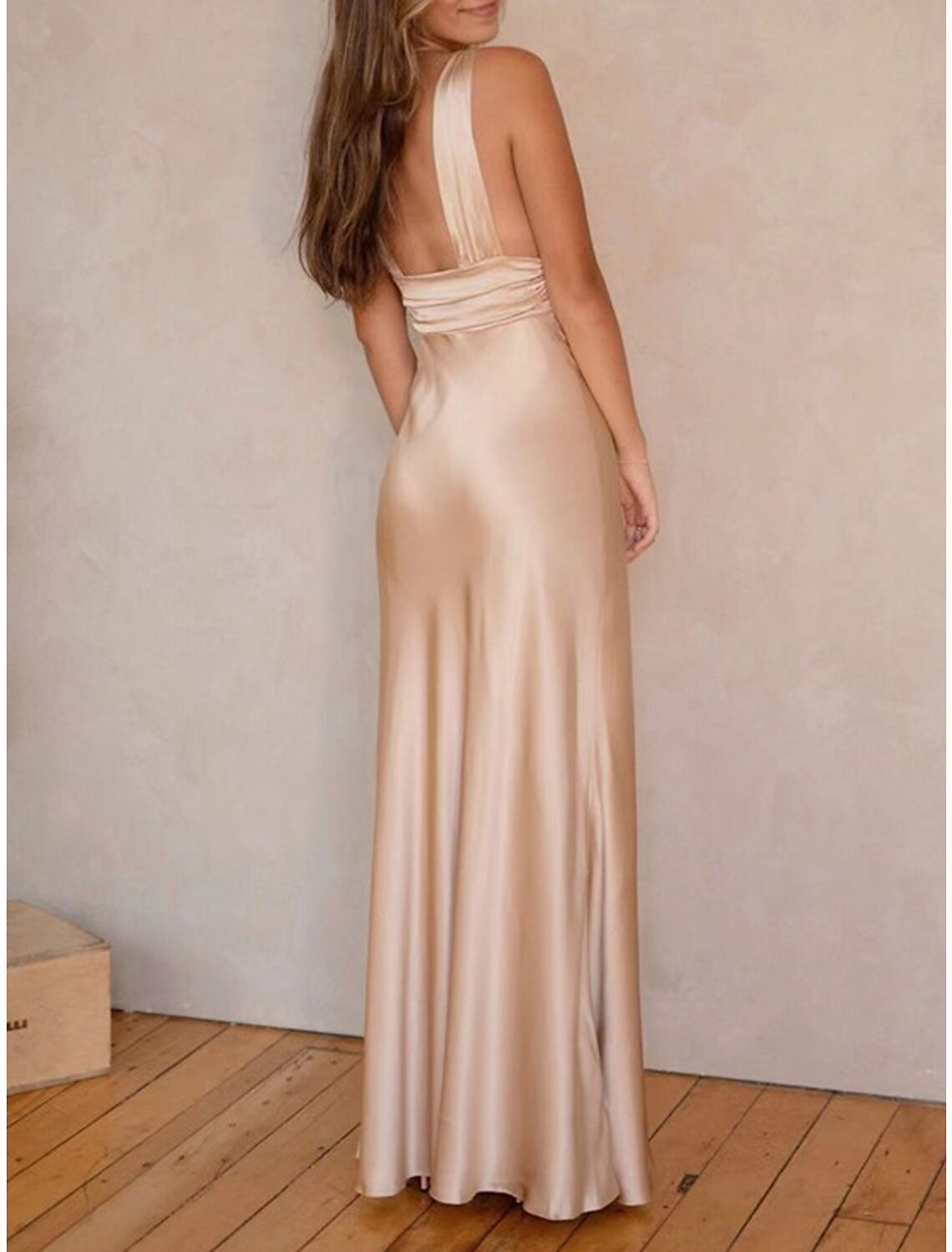 Women's Prom Dress Party Dress Wedding Guest Dress Long Dress Maxi Dress Rose Gold Black White Sleeveless Plain Split Summer Spring Fall Deep V Elegant Wedding Guest Evening Party Vacation