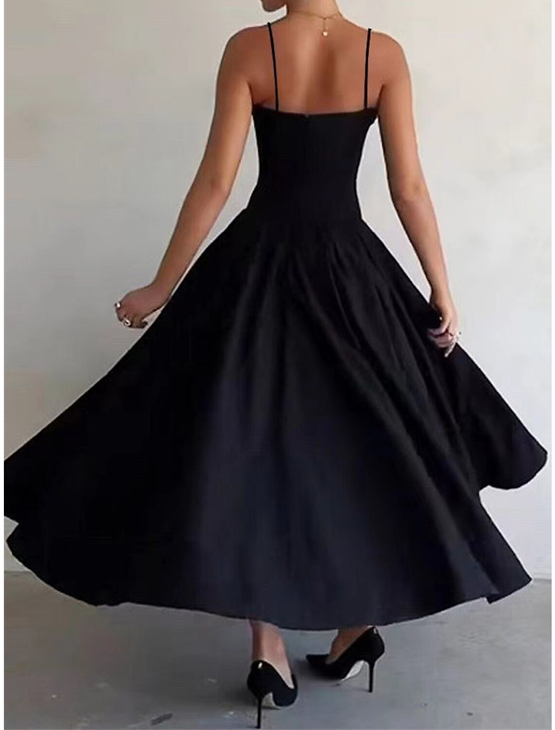Women's Black Dress Prom Dress Party Dress Long Dress Maxi Dress Black Sleeveless Plain Ruched Summer Spring Fall Spaghetti Strap Elegant Wedding Guest Birthday Evening Party