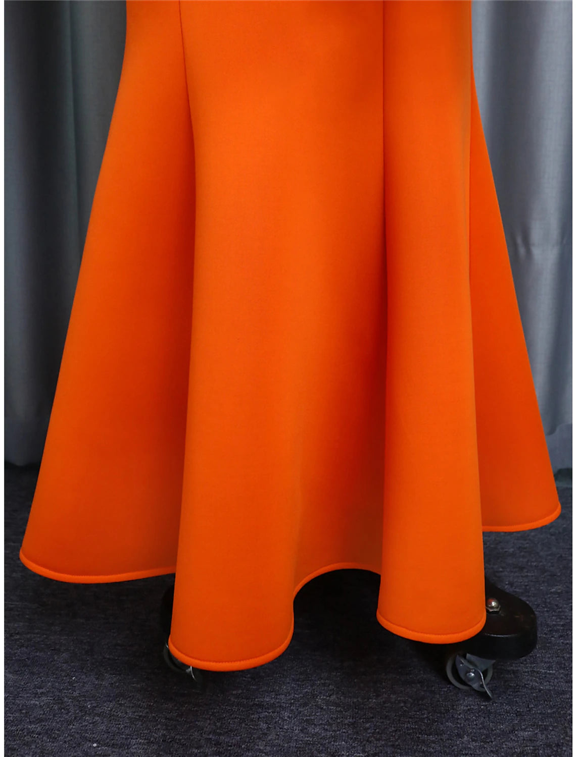 Women's Prom Dress Party Dress Wedding Guest Dress Long Dress Maxi Dress Orange Sleeveless Pure Color Ruffle Summer Spring Fall One Shoulder Fashion Evening Party Wedding Guest Vacation