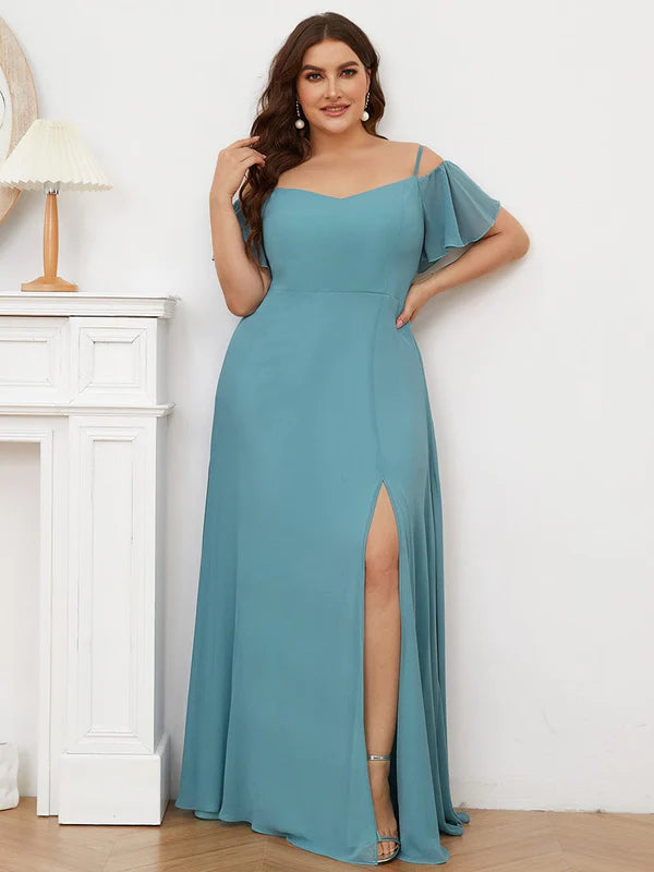 Plus Size Sexy High Slit Long Formal Evening Dresses