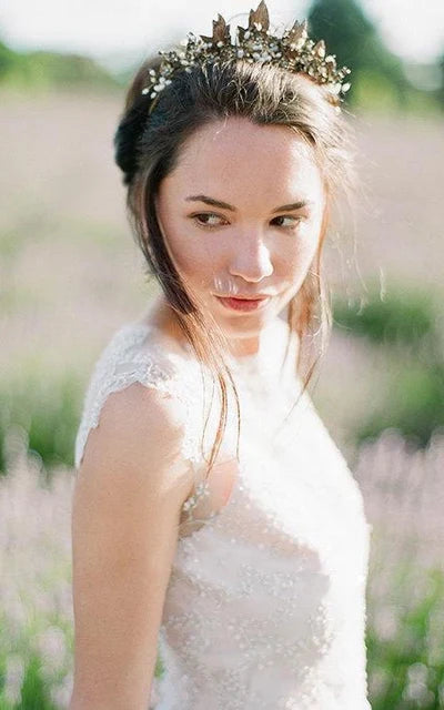 Buyishang Jewel Neck Sleeveless Long Tulle Wedding Dress With Beading