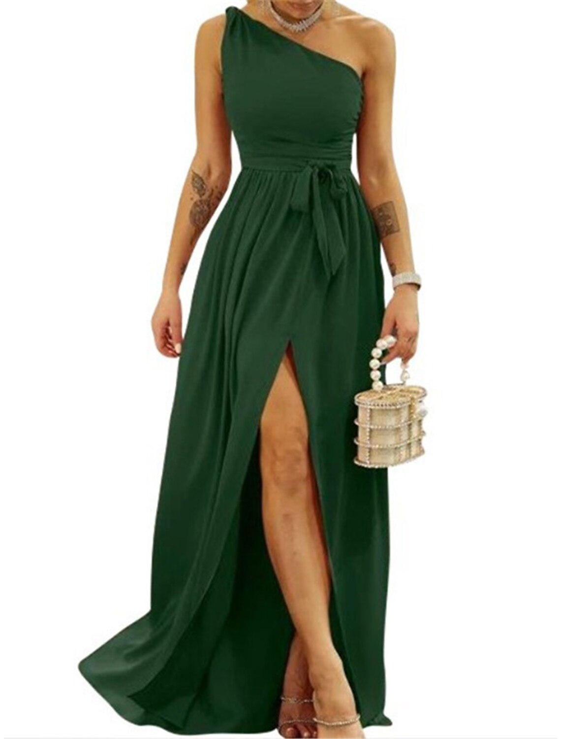 Women‘s Party Dress Wedding Guest Dress Sheath Dress Swing Dress Mini Dress Red Green Sleeveless Pure Color Backless Winter Fall Spring One Shoulder Fashion Party Evening Party