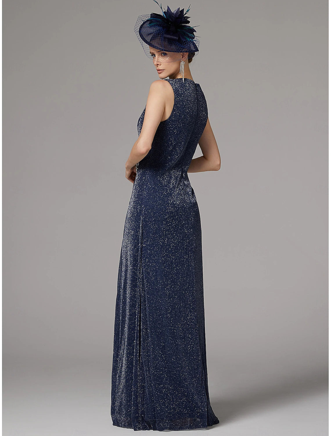 Buyishang Two Piece Sheath / Column Dress Suit Mother of the Bride Dress Elegant Sparkle & Shine Jewel Neck Floor Length Chiffon Long Sleeve with Buttons