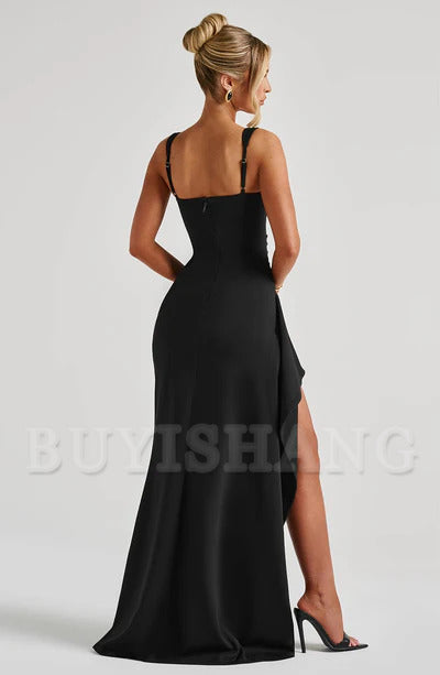 Buyishang Sexy backless lace up mermaid camisole dress women's sweetheart neck sexy slim fit tight dress elegant silk dress party