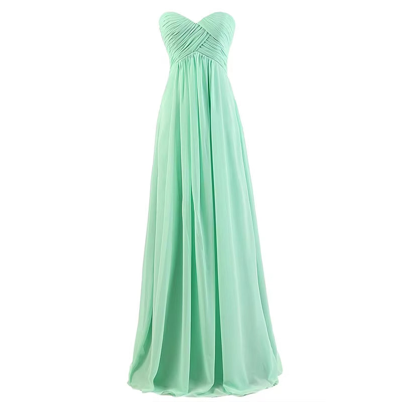Buyishang A Line Chiffon Pleat Elegant Strapless Sweetheart Bridesmaid Dresses Wedding Party Evening Formal Prom Robe De Soiree Zipper ﻿
