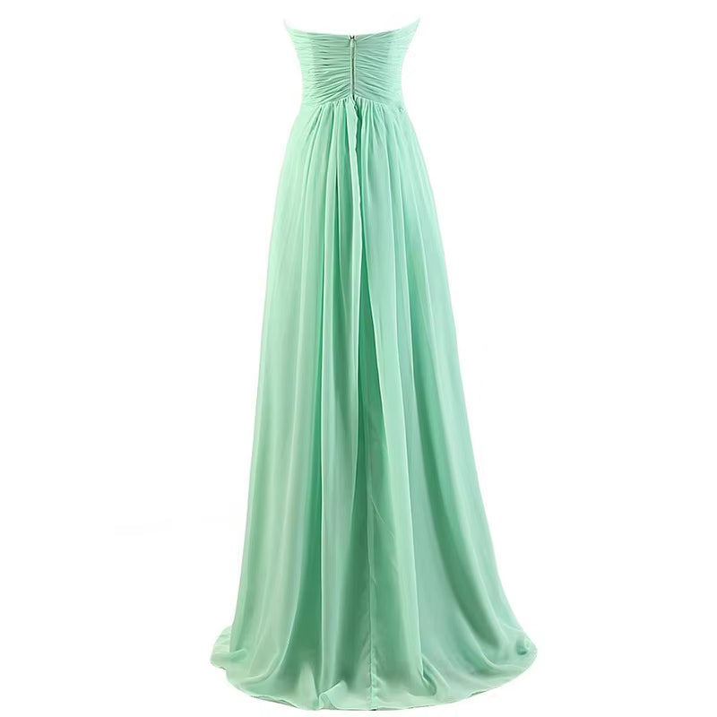 Buyishang A Line Chiffon Pleat Elegant Strapless Sweetheart Bridesmaid Dresses Wedding Party Evening Formal Prom Robe De Soiree Zipper ﻿