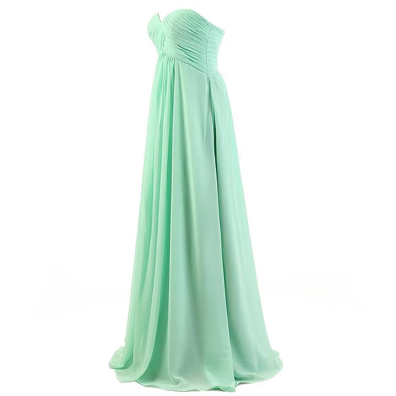 Buyishang A Line Chiffon Pleat Elegant Strapless Sweetheart Bridesmaid Dresses Wedding Party Evening Formal Prom Robe De Soiree Zipper ﻿