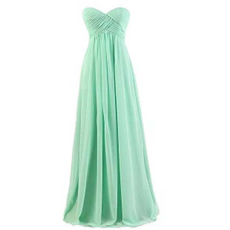 Buyishang A Line Chiffon Pleat Elegant Strapless Sweetheart Bridesmaid Dresses Wedding Party Evening Formal Prom Robe De Soiree Zipper ﻿