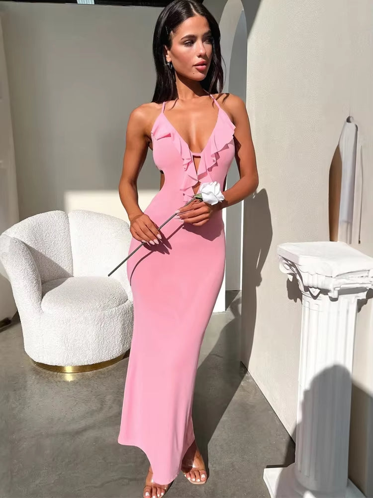 Buyishang Avrilyaan High Split Slim Sleeveless Sexy Dress Women Elegant Evening Party Long Dresses Backless Bodycon Summer Dress Vestidos