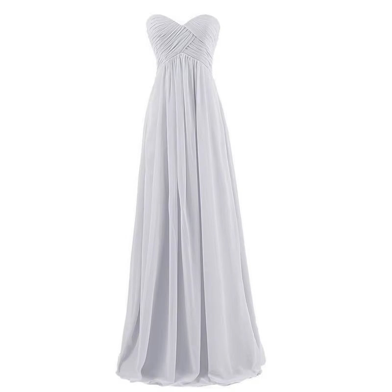 Buyishang A Line Chiffon Pleat Elegant Strapless Sweetheart Bridesmaid Dresses Wedding Party Evening Formal Prom Robe De Soiree Zipper ﻿