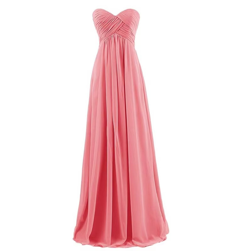 Buyishang A Line Chiffon Pleat Elegant Strapless Sweetheart Bridesmaid Dresses Wedding Party Evening Formal Prom Robe De Soiree Zipper ﻿