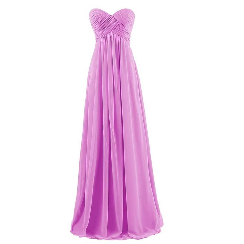 Buyishang A Line Chiffon Pleat Elegant Strapless Sweetheart Bridesmaid Dresses Wedding Party Evening Formal Prom Robe De Soiree Zipper ﻿