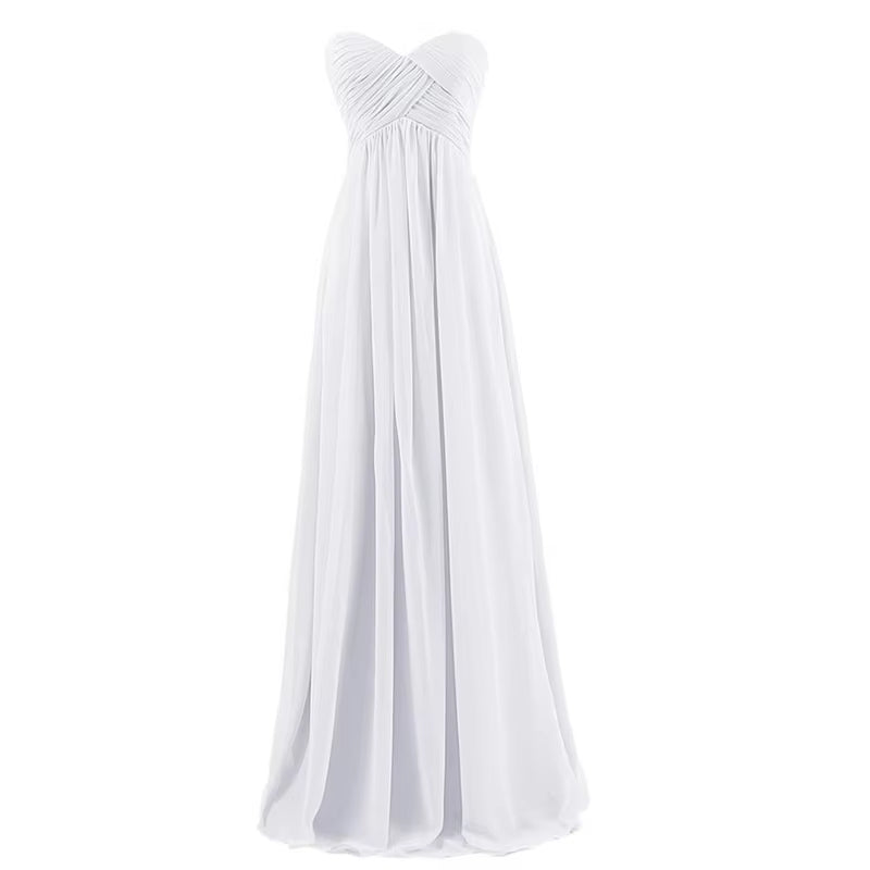 Buyishang A Line Chiffon Pleat Elegant Strapless Sweetheart Bridesmaid Dresses Wedding Party Evening Formal Prom Robe De Soiree Zipper ﻿