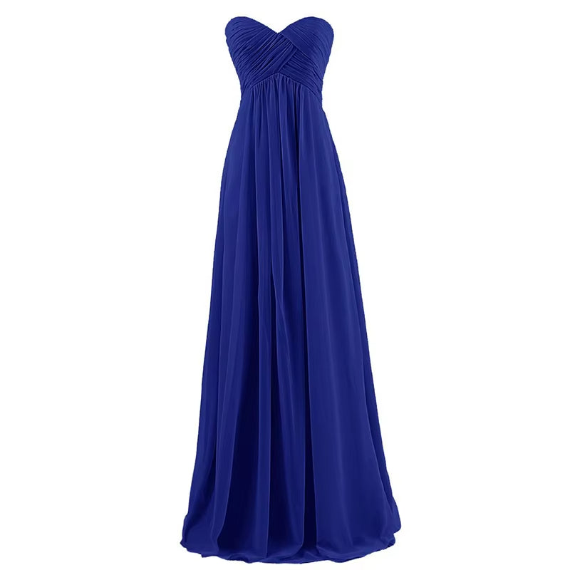 Buyishang A Line Chiffon Pleat Elegant Strapless Sweetheart Bridesmaid Dresses Wedding Party Evening Formal Prom Robe De Soiree Zipper ﻿