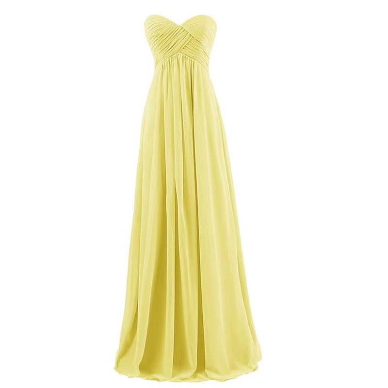 Buyishang A Line Chiffon Pleat Elegant Strapless Sweetheart Bridesmaid Dresses Wedding Party Evening Formal Prom Robe De Soiree Zipper ﻿