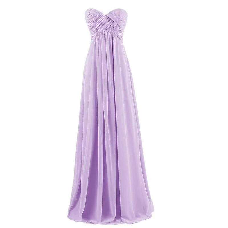 Buyishang A Line Chiffon Pleat Elegant Strapless Sweetheart Bridesmaid Dresses Wedding Party Evening Formal Prom Robe De Soiree Zipper ﻿