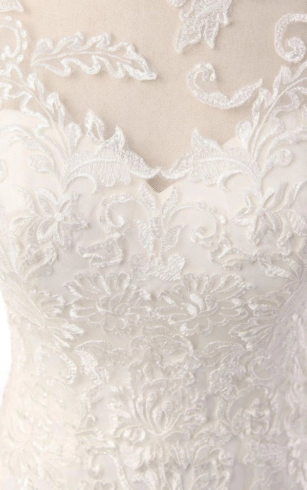 Buyishang Mermaid Long Sleeve Lace Dress With Embroideries Illusion