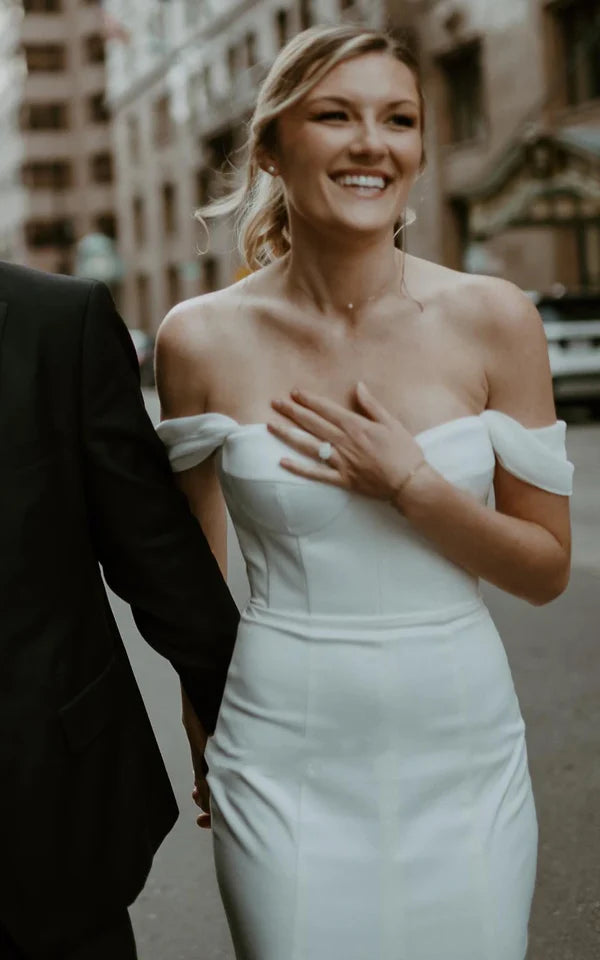 Buyishang Mermaid Sexy Detachable Straps Elegant Satin Classic Trailing Wedding Dress