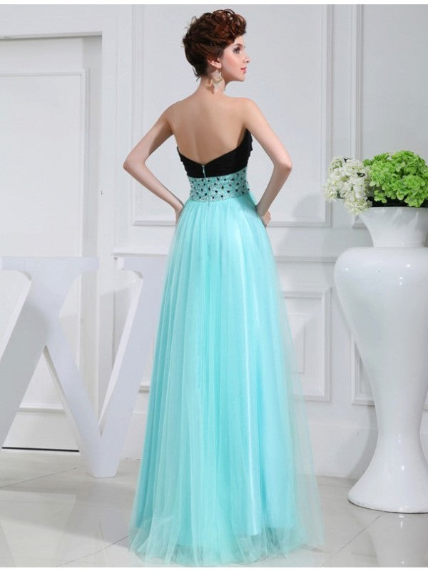 A-Line/Princess Beading Sweetheart Sleeveless  Woven Satin Dresses