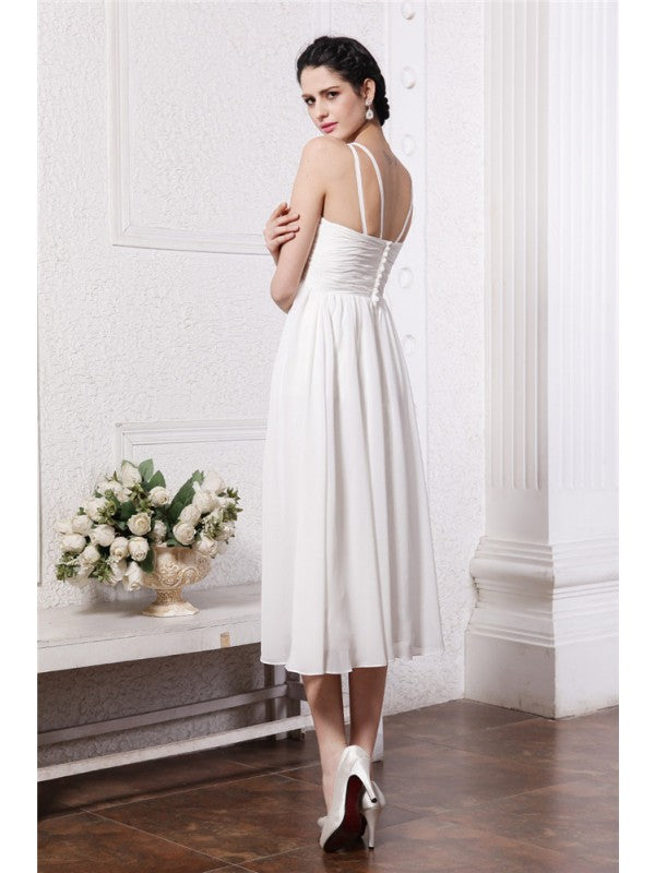 Sheath/Column V-neck Sleeveless Beading Applique Short Chiffon Bridesmaid Dresses