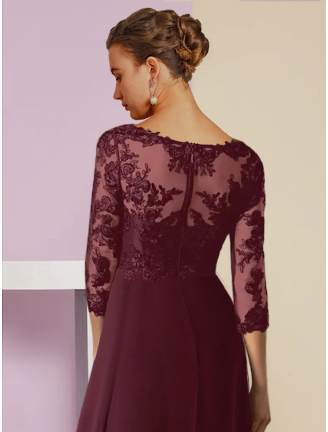 A-Line Mother of the Bride Dress Wedding Guest Vintage Elegant V Neck