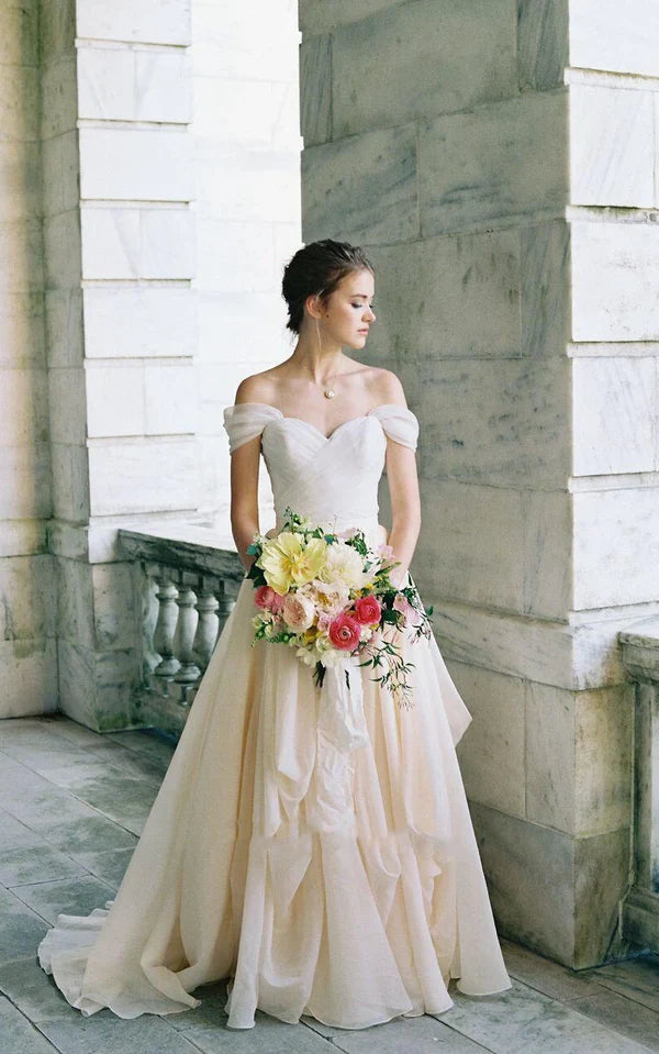 Buyishang Off-The-Shoulder Drped Floor-Length Criss Cross Dress