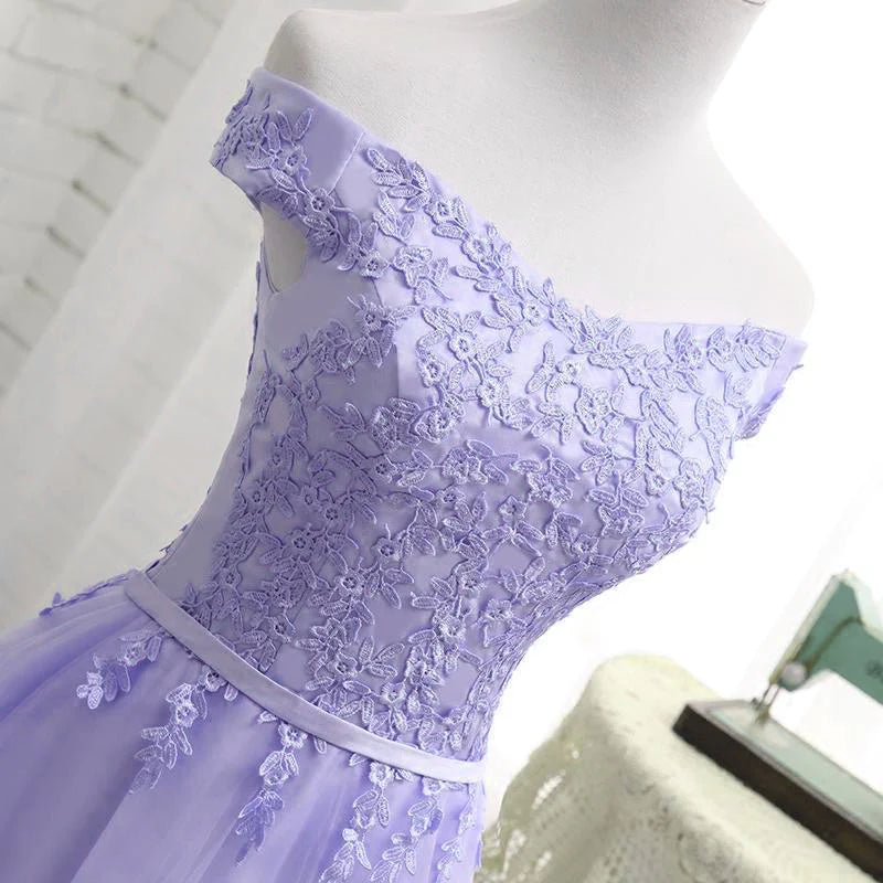 Beautiful Light Purple Short Bridesmaid Dress , Tulle with Lace New Formal Dresses