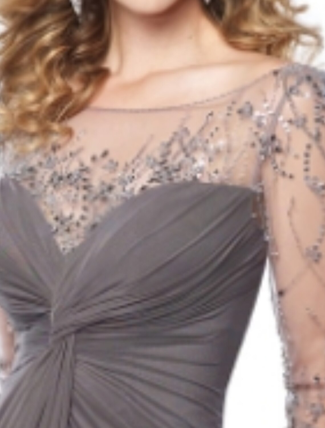 Sheath / Column Mother of the Bride Dress Elegant & Luxurious Jewel Neck Floor Length Chiffon Tulle 3/4 Length Sleeve with Beading Ruching