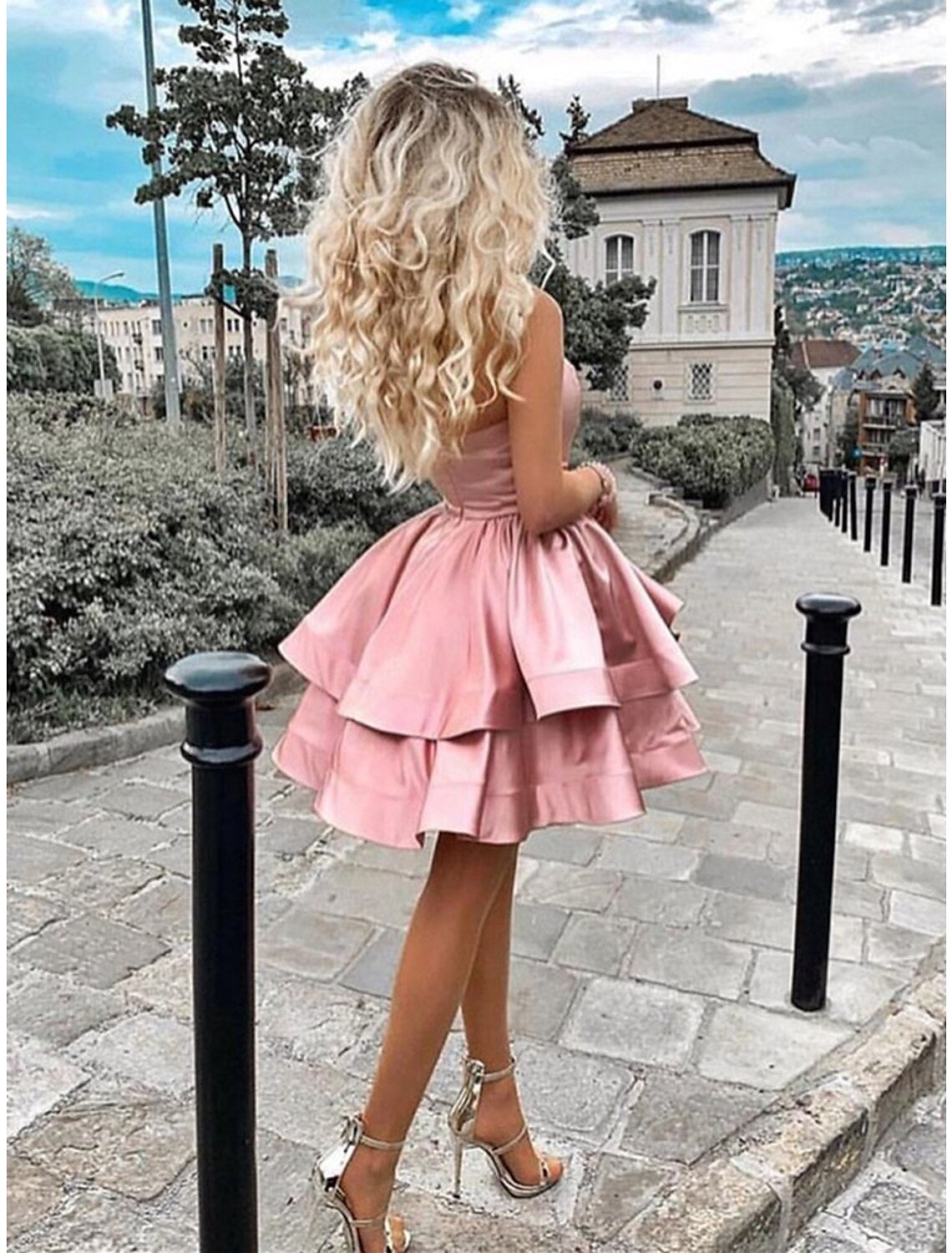 A-Line Satin Mini Homecoming Dress One Shoulder Minimalist Cocktail Party Dress Dress Sleeveless Short / Mini With Tier
