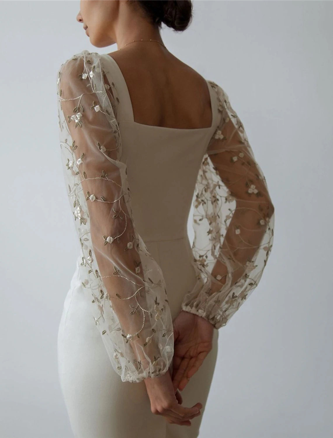 Women's Semi Formal Party Dress Sheath Dress Midi Dress Black White Long Sleeve Floral Mesh Fall Spring Square Neck Winter Dress Wedding Guest Mesh