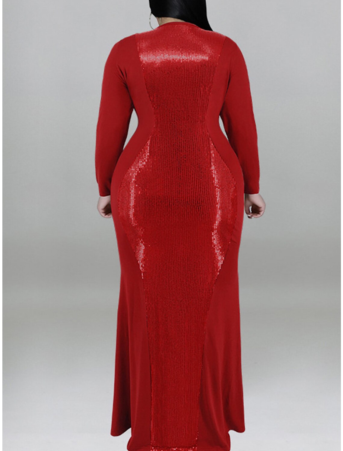 Women's Plus Size Red Chirstmas Dress Gold Sequin Dress Prom Dress Party Dress New Year's Eve Dress Sparkly Dress Long Dress Maxi Dress Black Red Blue Long Sleeve