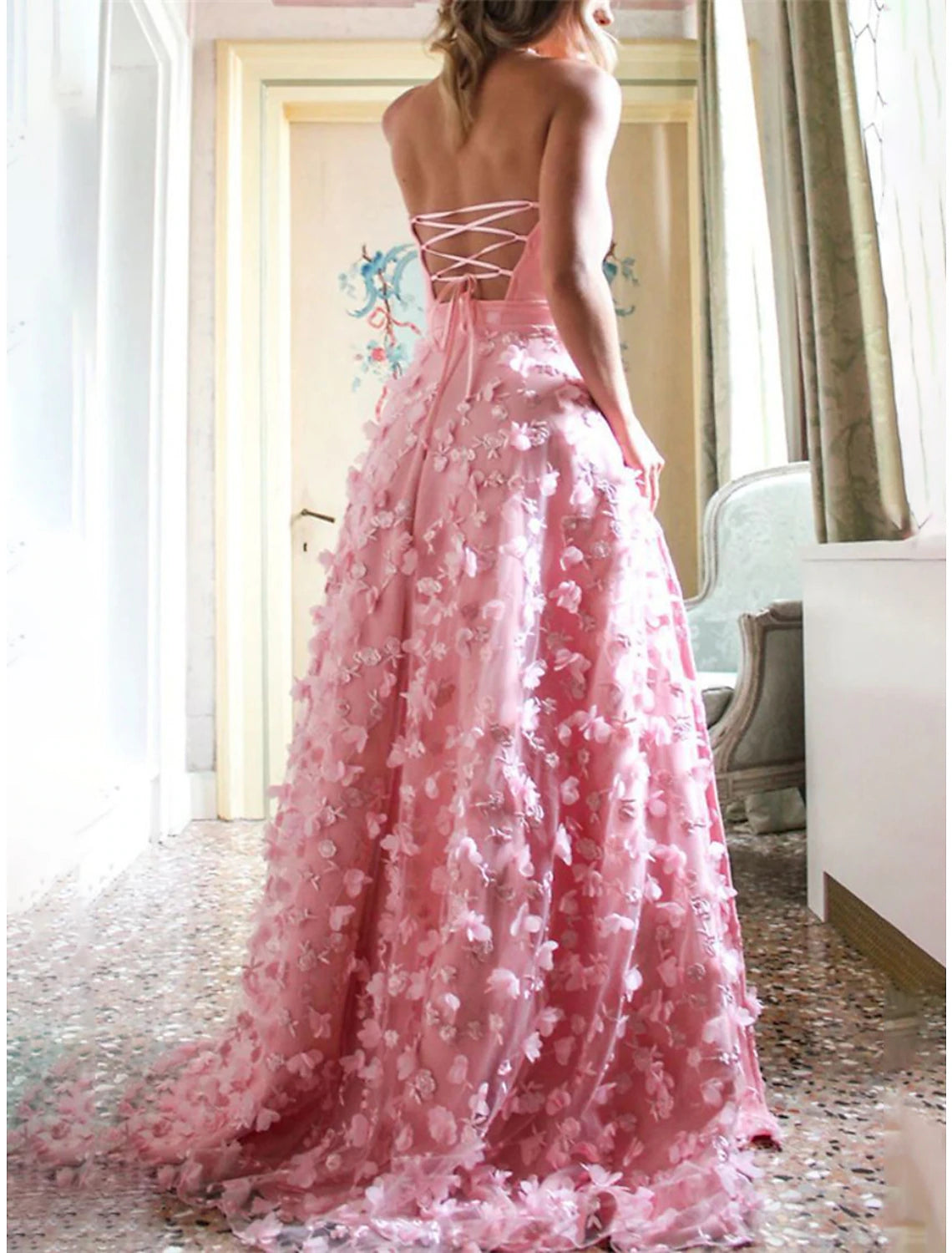 Women's Prom Dress Party Dress Wedding Guest Dress Long Dress Maxi Dress Black Pink Red Sleeveless Pure Color Drawstring Fall Winter Autumn Strapless Fashion Winter Dress Evening Party Wedding Guest