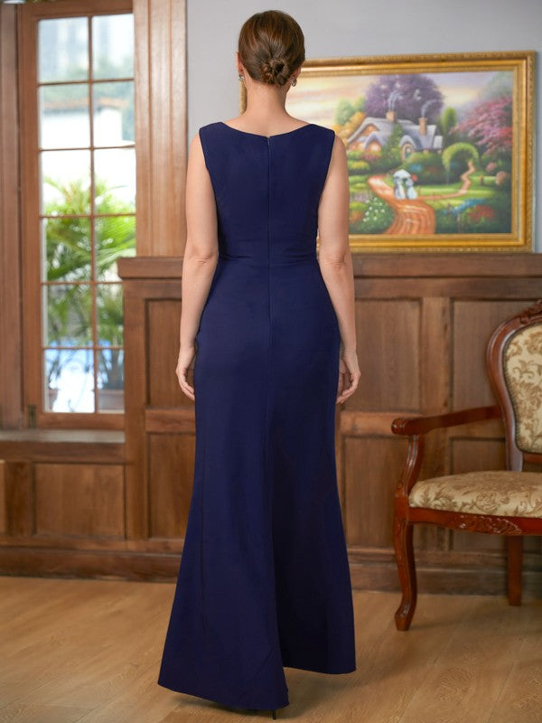 Sheath/Column Stretch Crepe Scoop Sleeveless Floor-Length Mother of the Bride Dresses
