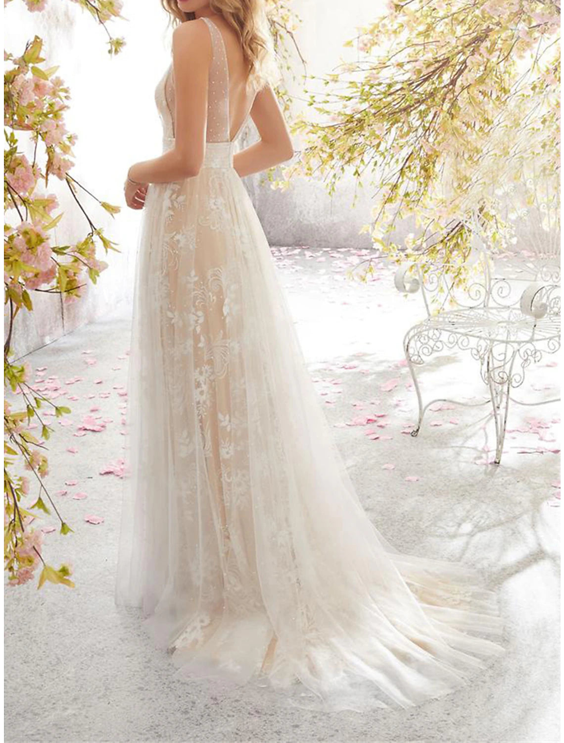 Women's Prom Dress Party Dress Lace Dress Long Dress Maxi Dress White Sleeveless Floral Lace Spring Fall Winter V Neck Fashion Winter Dress Wedding Guest Birthday