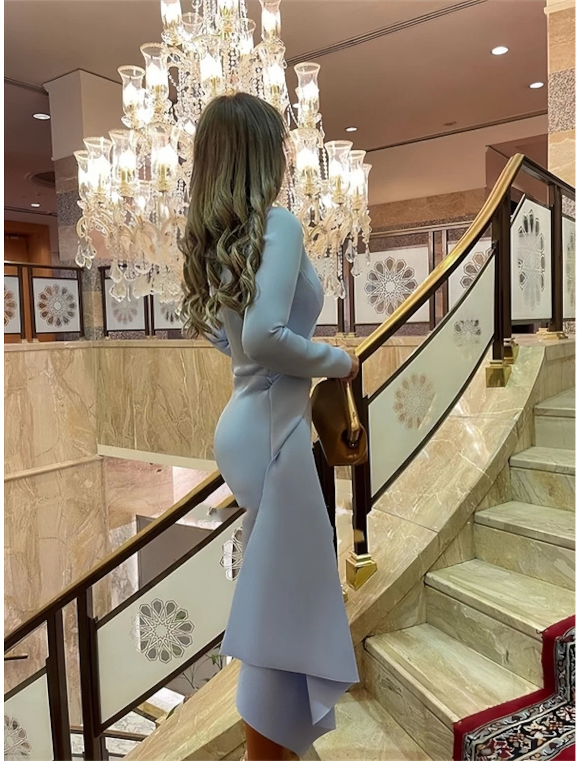 Sheath / Column Cocktail Dresses Elegant Dress Formal Fall Knee Length Long Sleeve Jewel Neck Stretch Fabric with Pleats Ruched