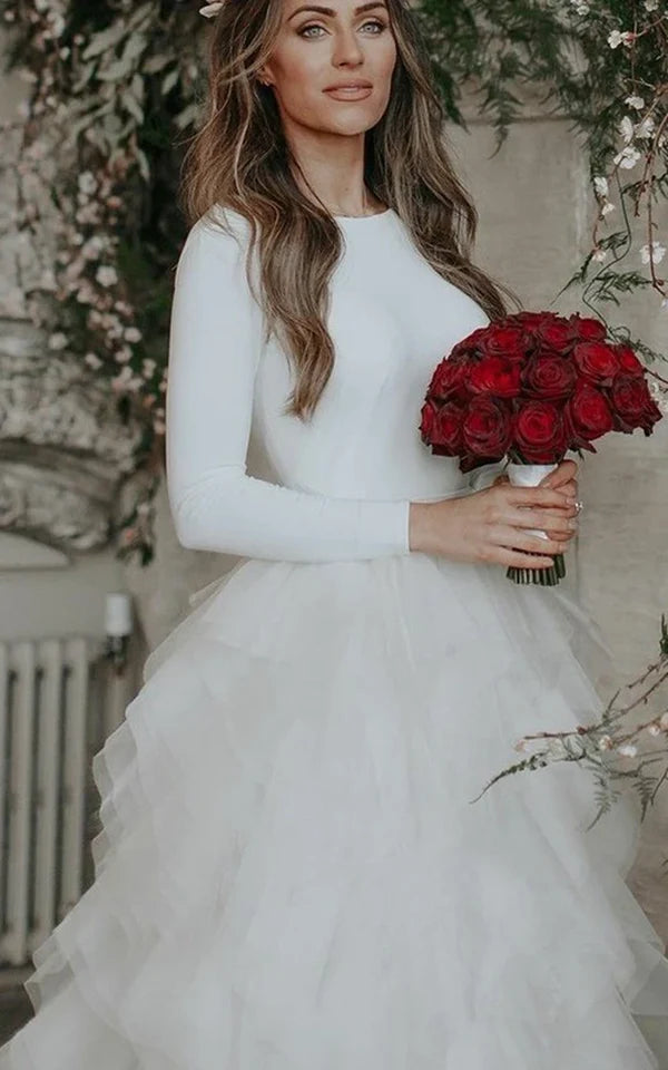 Buyishang Spandex and Organza Low-V Back Wedding Dress with Court Train