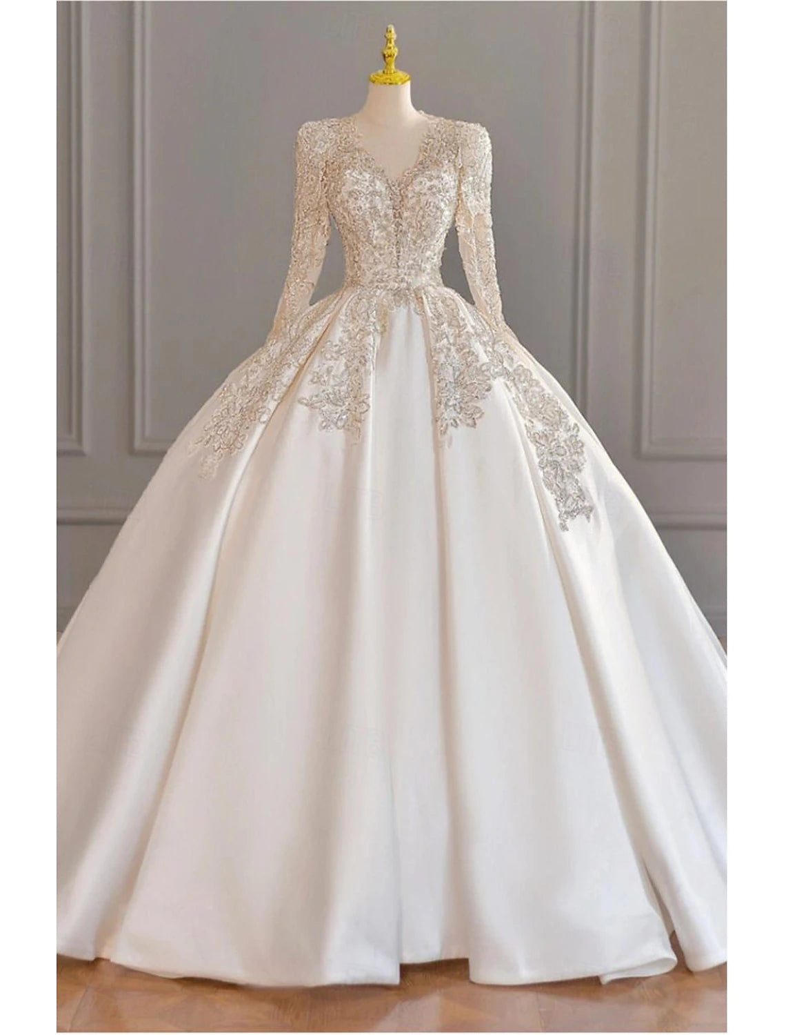 Buyishang Wedding Dresses Ball Gown Off Shoulder Cap Sleeve Court Train Satin Bridal Gowns With Ruched Solid Color