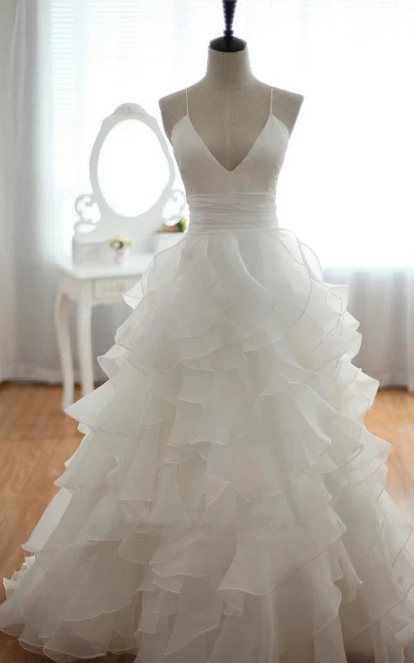 Buyishang Chiffon Stunning Wedding Dress New Arrival with Train