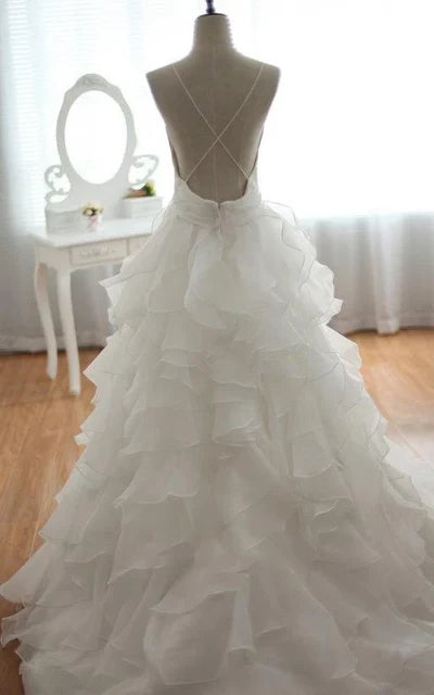 Buyishang Chiffon Stunning Wedding Dress New Arrival with Train