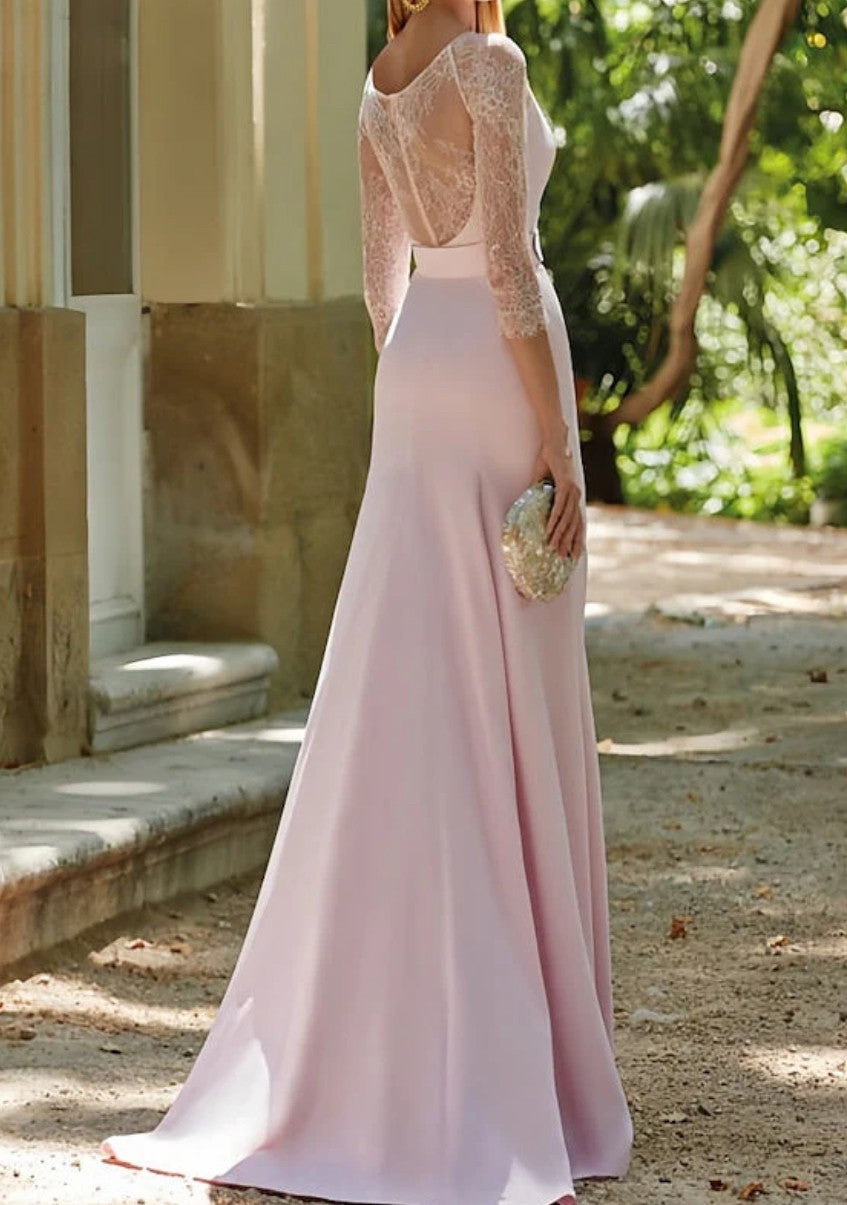 3/4 Sleeves Mermaid Sweep Train Mother of The Bride Dresses