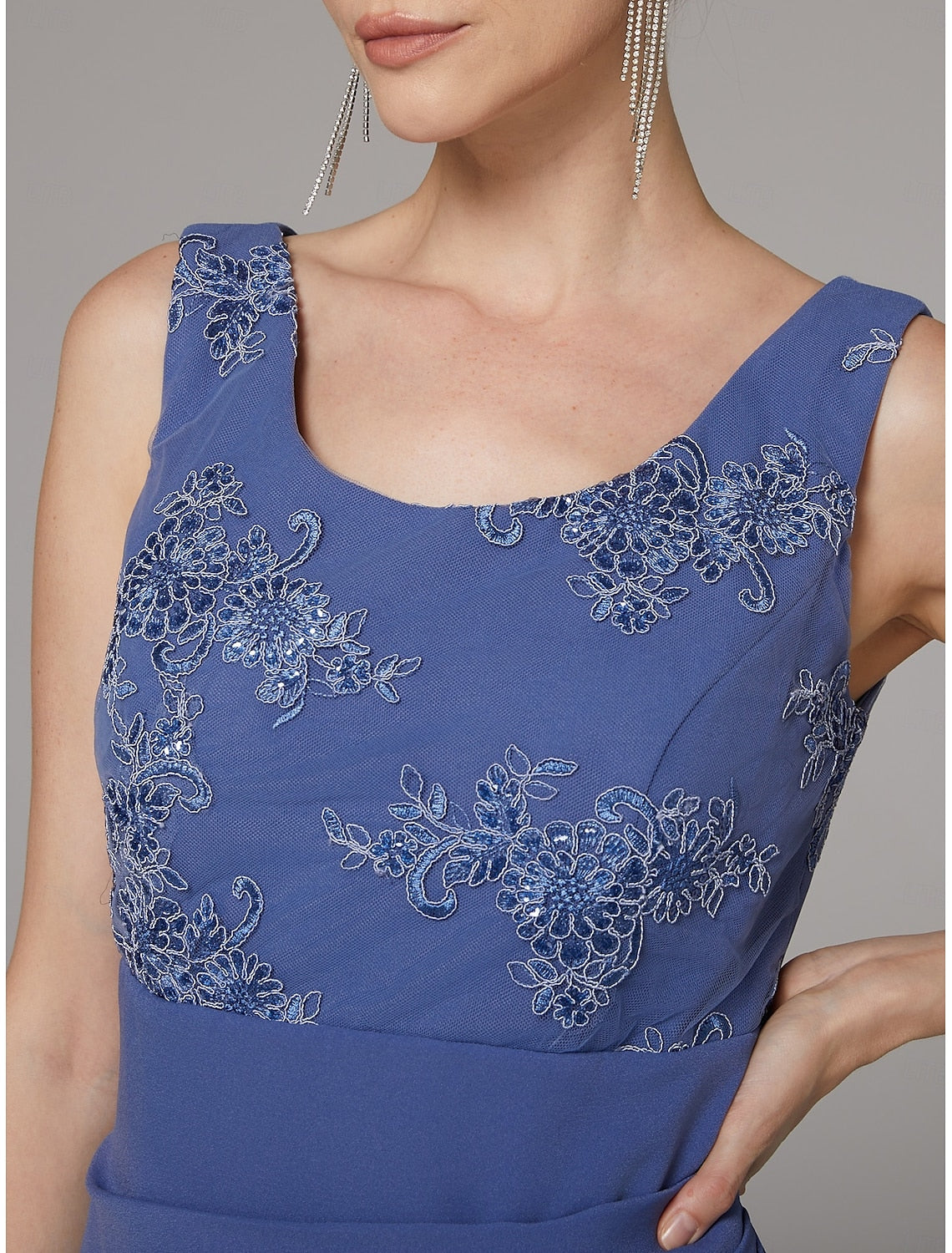 Buyishang Two Piece Sheath Dress Mother of the Bride Dress Elegant Sparkle & Shine Jewel Neck Ankle Length Lace Stretch Fabric 3/4 Length Sleeve with Lace